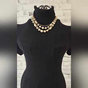 Vintage Gold Multi-Strand Pearl Statement Necklace – Layered Chains